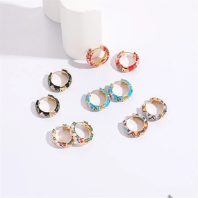 Wholesale Flower Oil Dripping Silver Needle Color Enamel 14K Real Gold Earrings