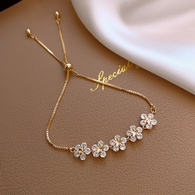 Wholesale Flower Petals Five Small Flowers Five-pointed Star Pull-out Adjustable Bracelet