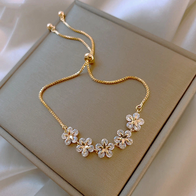Wholesale Flower Petals Five Small Flowers Five-pointed Star Pull-out Adjustable Bracelet