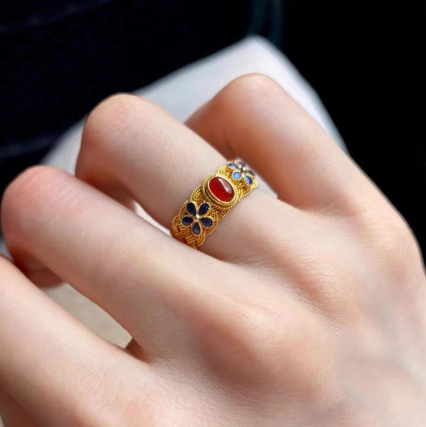 Wholesale Flower Silk Woven Copper Rings