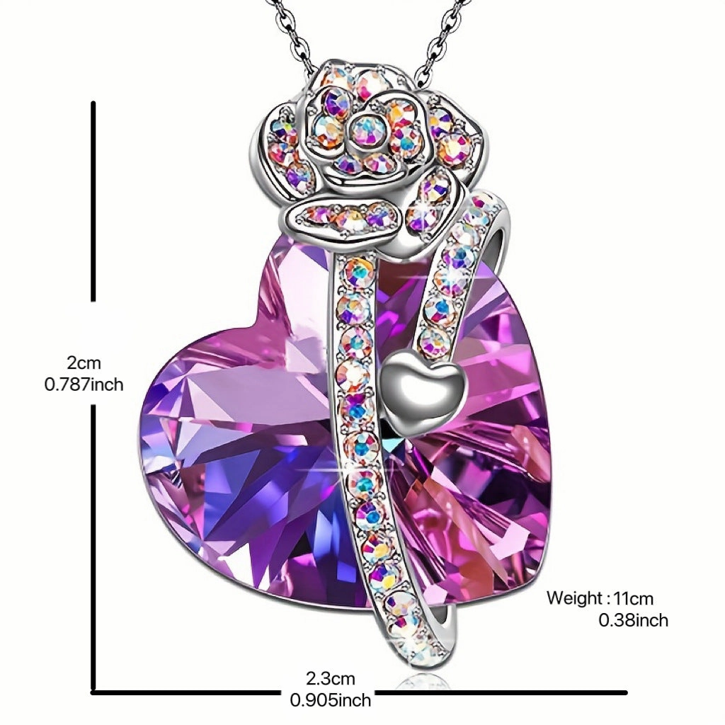Wholesale Flower Wrap Multicolor Heart Diamond Pendant Necklace