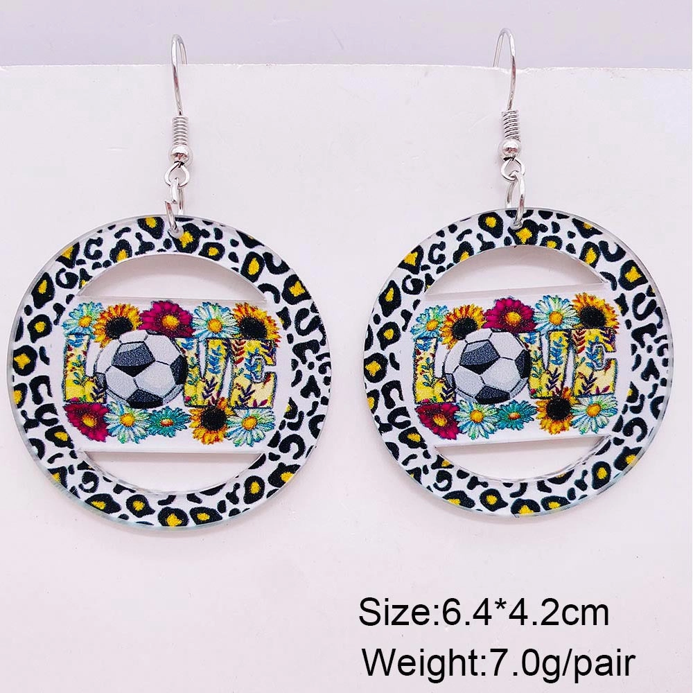 Wholesale Football Leopard Print Acrylic Earrings
