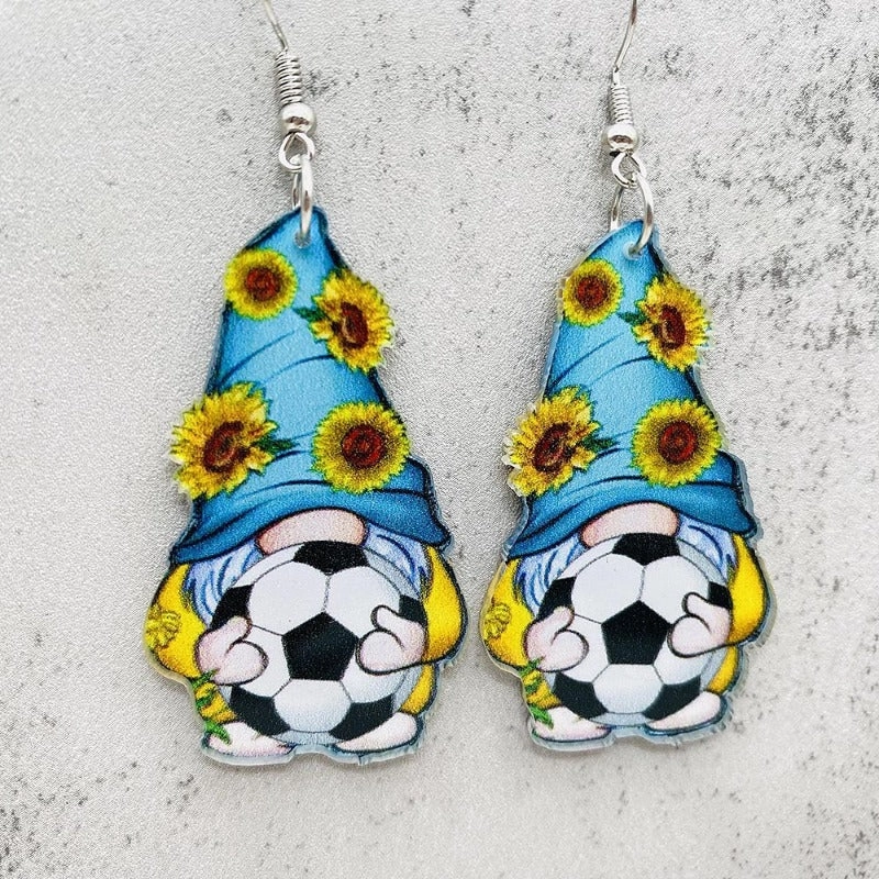 Wholesale Football Leopard Print Acrylic Earrings