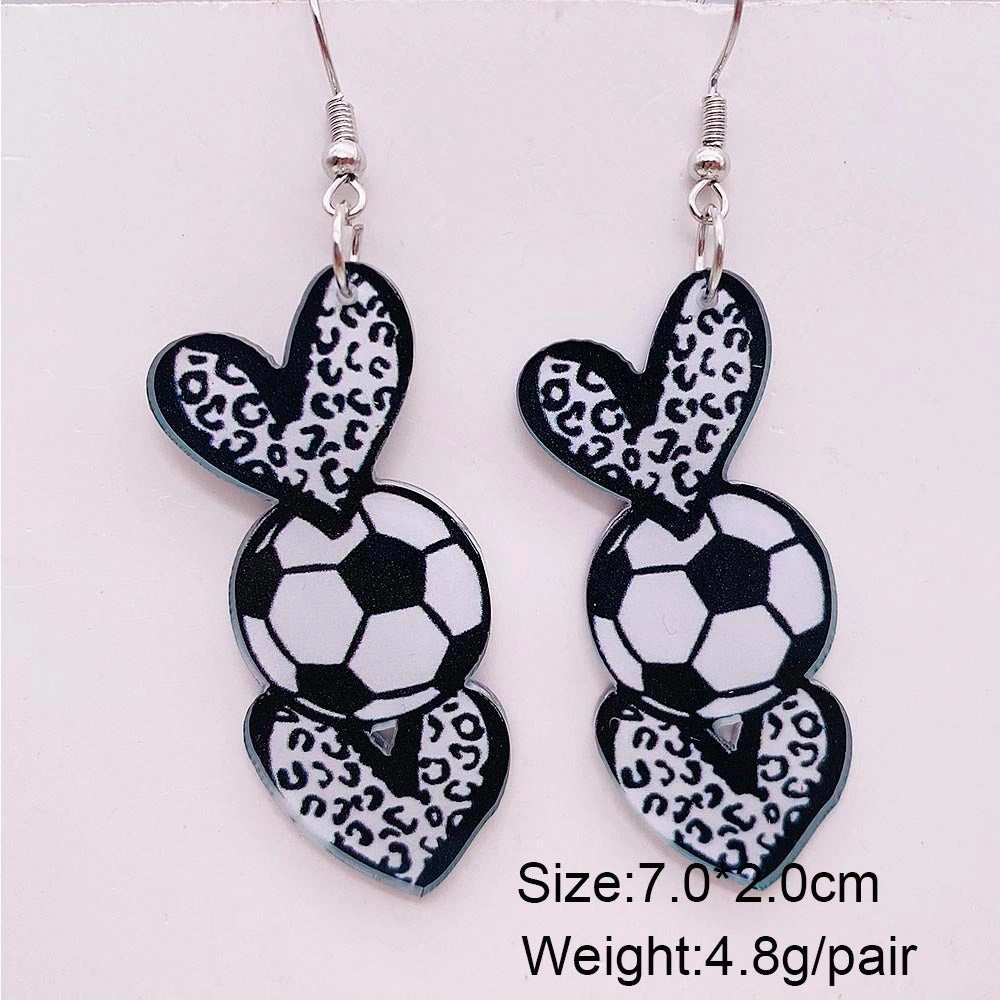 Wholesale Football Leopard Print Acrylic Earrings