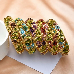Wholesale foreign trade jewelry retro rose diamond hollow alloy cloisonne antique painted bracelet