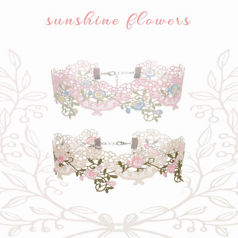 Wholesale Forest Color Lace Cold Style Personality Design Hollow Butterfly Flower Choker Necklace