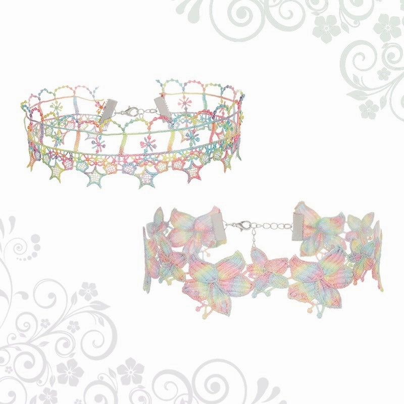 Wholesale Forest Color Lace Cold Style Personality Design Hollow Butterfly Flower Choker Necklace