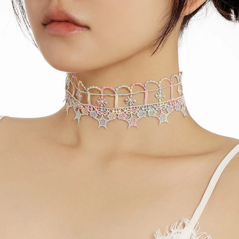 Wholesale Forest Color Lace Cold Style Personality Design Hollow Butterfly Flower Choker Necklace