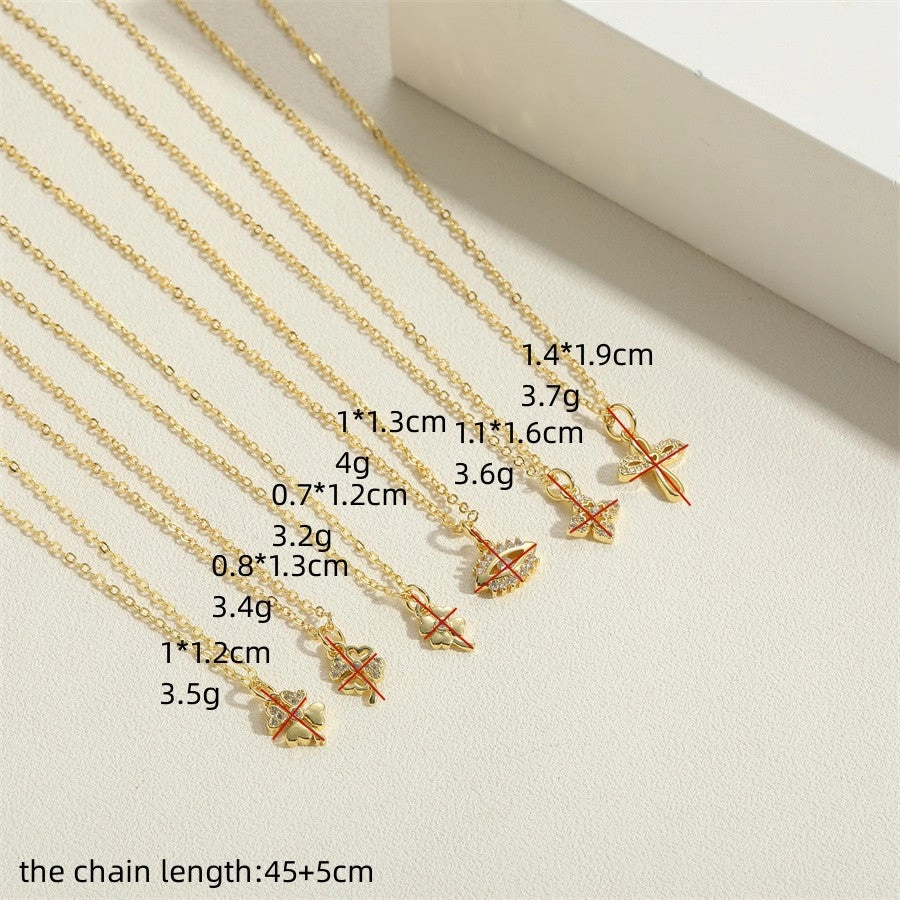 Wholesale Four Leaf Clover Cross Zircon Pendant Necklace