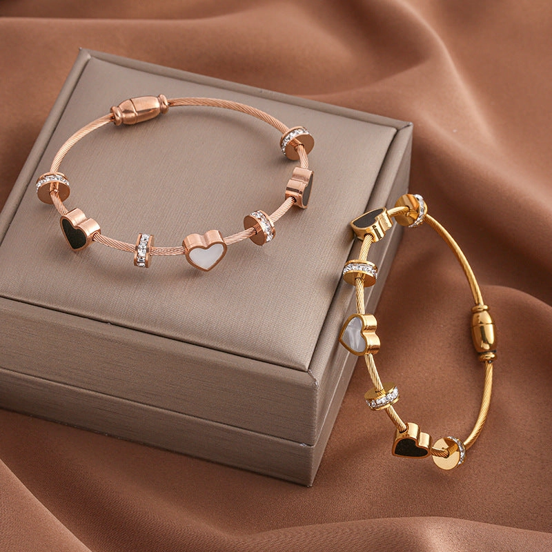 Wholesale Four Leaf Clover Love Gold Plated Titanium Steel Bracelet
