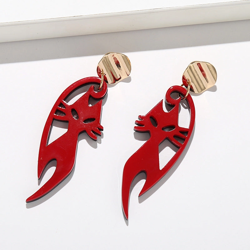 Wholesale Fox Animal Acrylic Metal Earrings