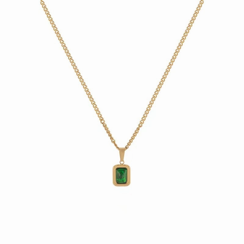 Wholesale French emerald pendant necklace clavicle chain