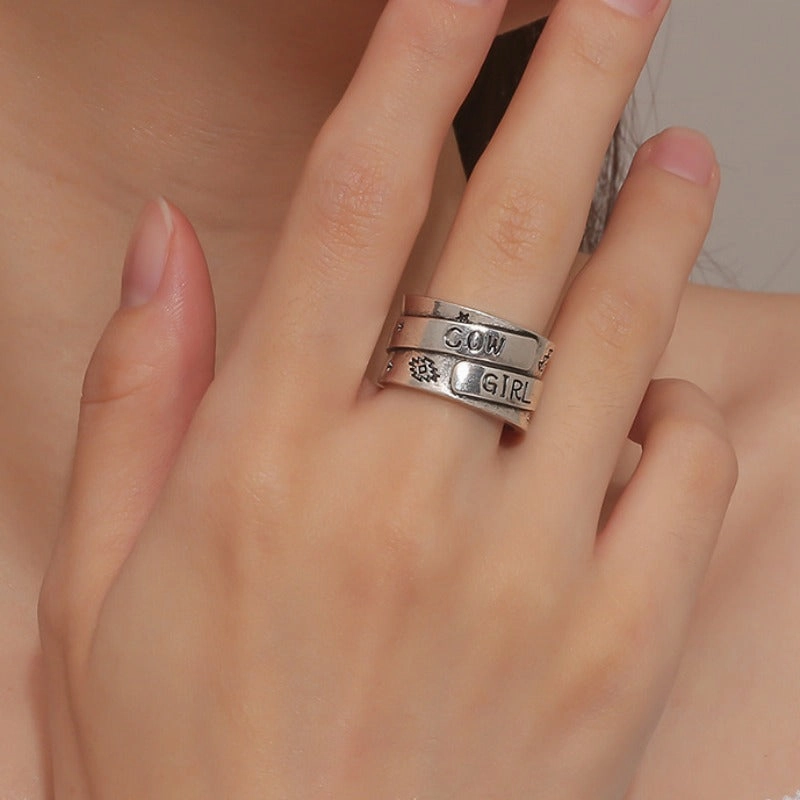 Wholesale French Open All-match Wide-rimmed Letter Ring