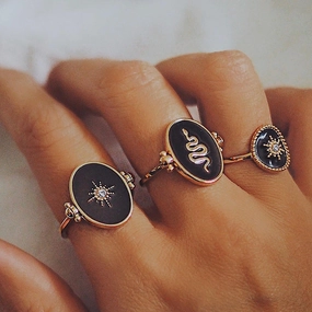 Wholesale French Retro Disc Diamond Starburst Sun Stacking Ring Set