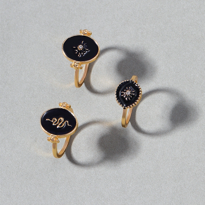Wholesale French Retro Disc Diamond Starburst Sun Stacking Ring Set