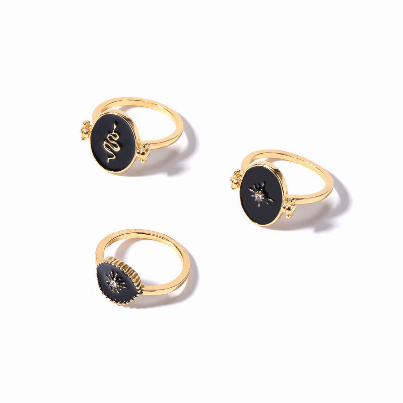 Wholesale French Retro Disc Diamond Starburst Sun Stacking Ring Set