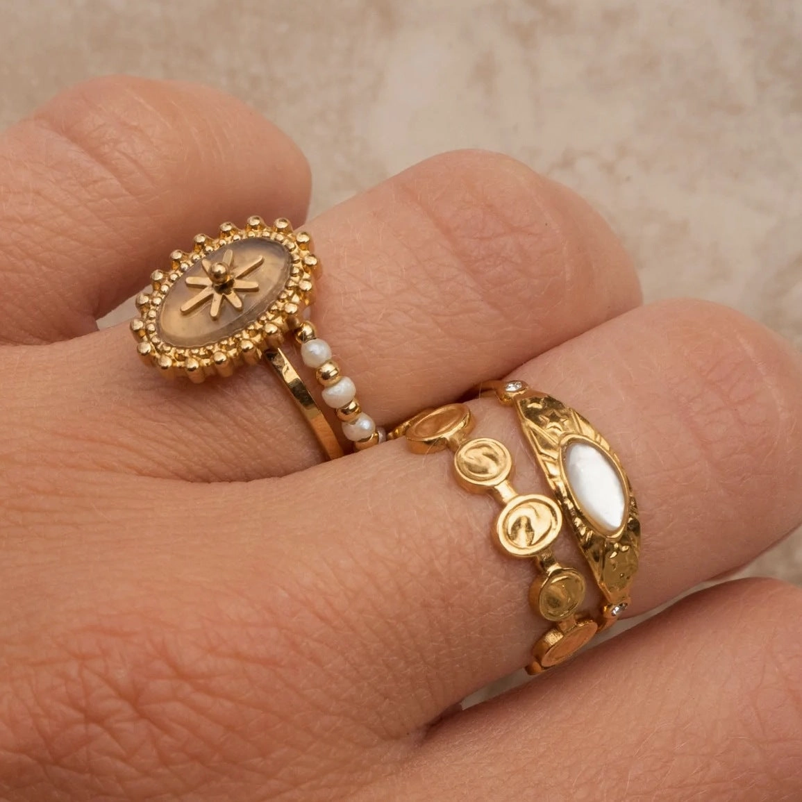 Wholesale French retro stainless steel zircon open ring