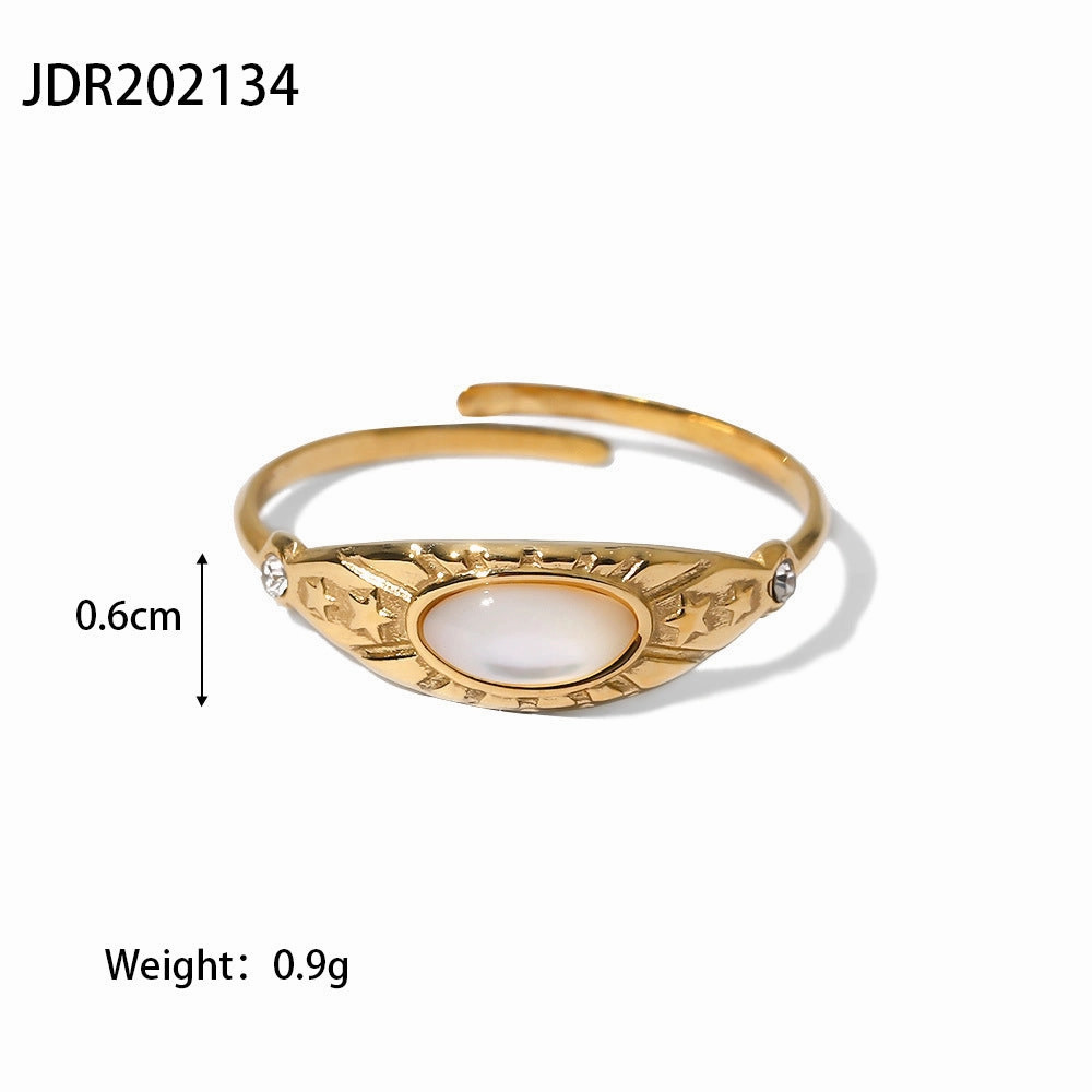 Wholesale French retro stainless steel zircon open ring