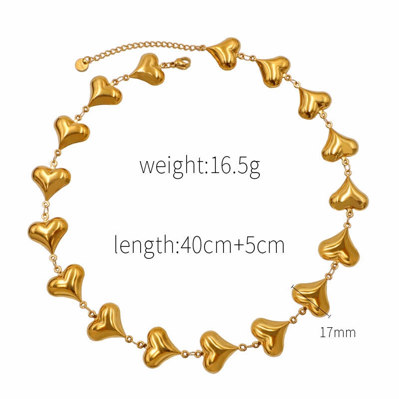 Wholesale French Style Niche Heart To Heart Light Luxury Stainless Steel Heart Necklaces