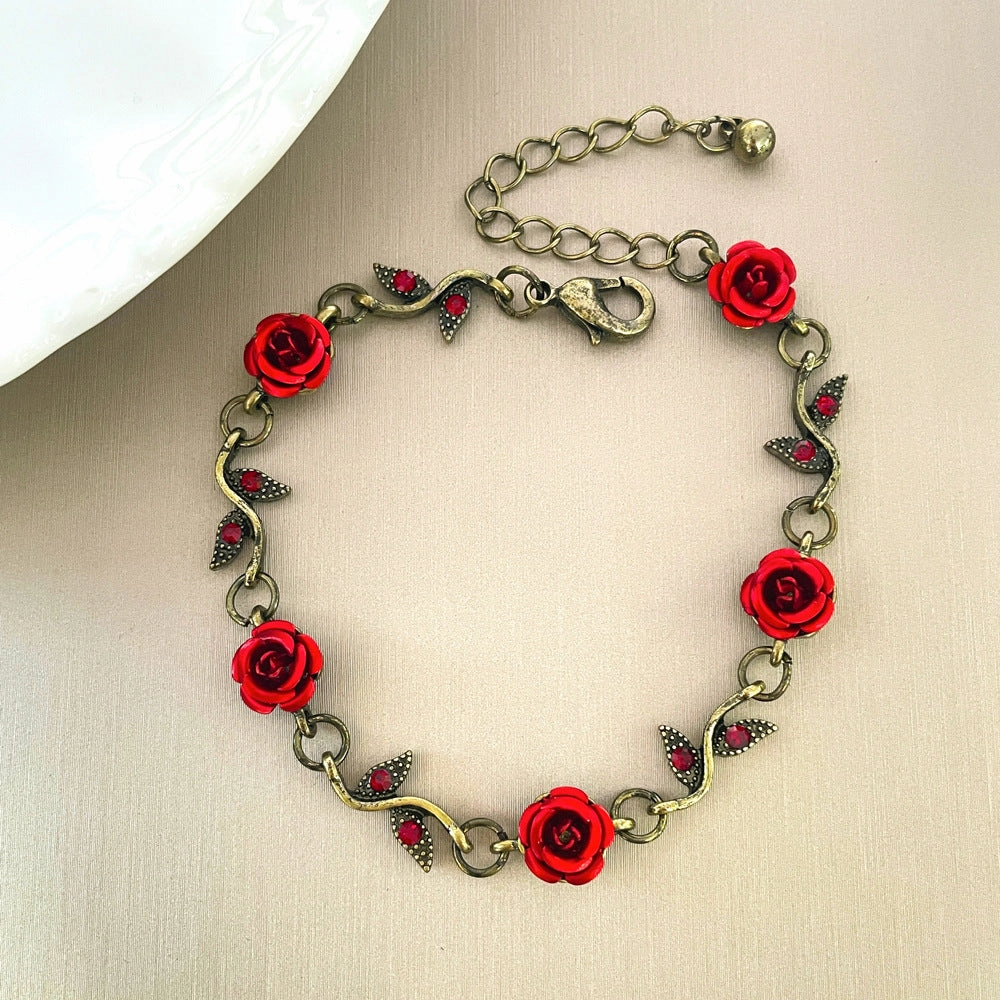 Wholesale French Style Rose Diamond Three-dimensional Alloy Bracelet