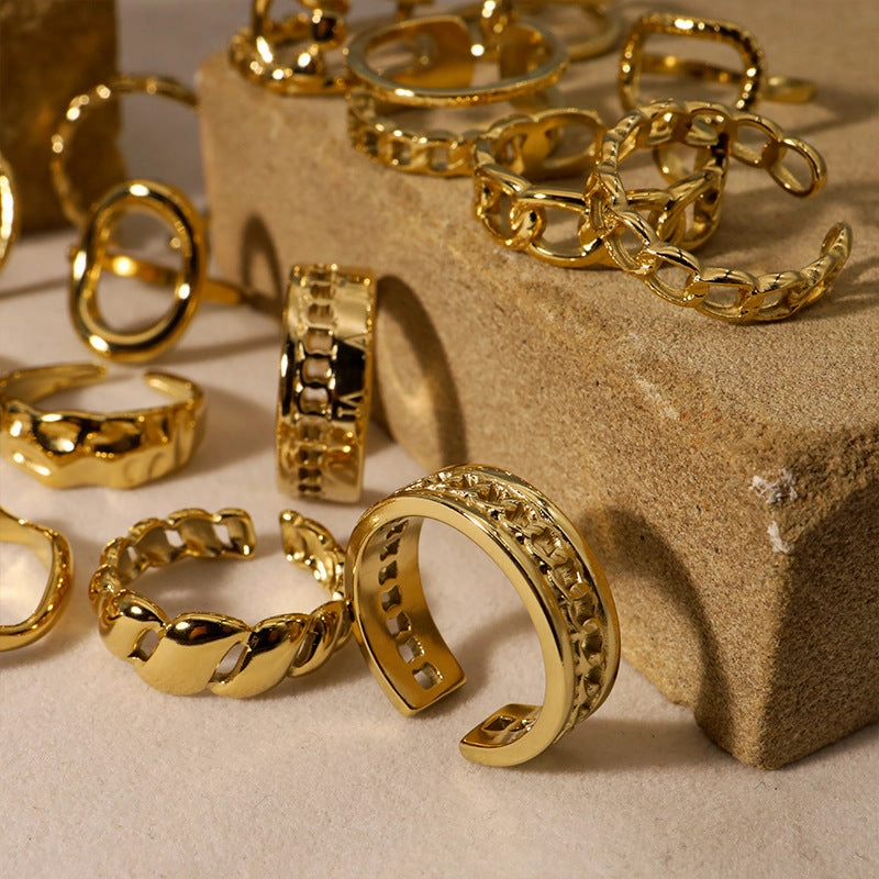 Wholesale French Style Titanium Steel Plated Non Ring
