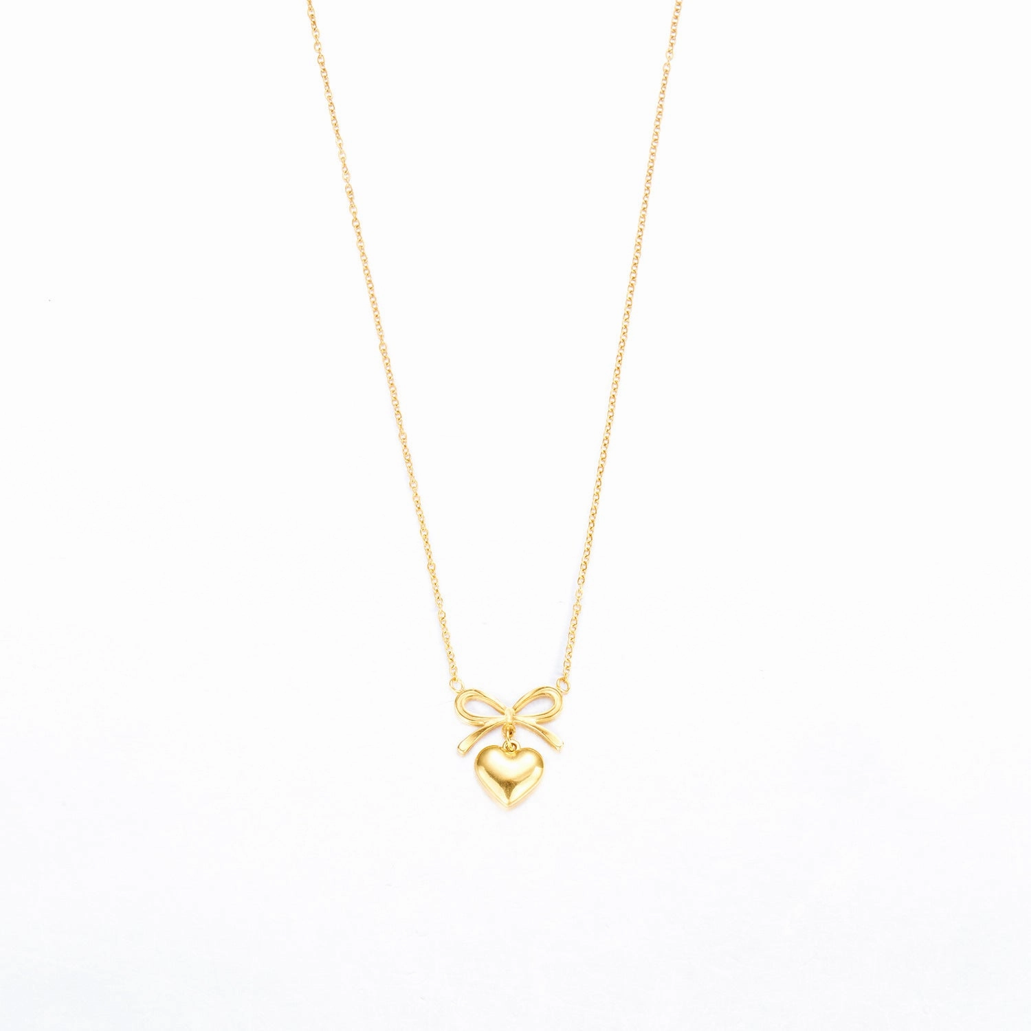 Wholesale Fresh and cute bow heart stainless steel necklace