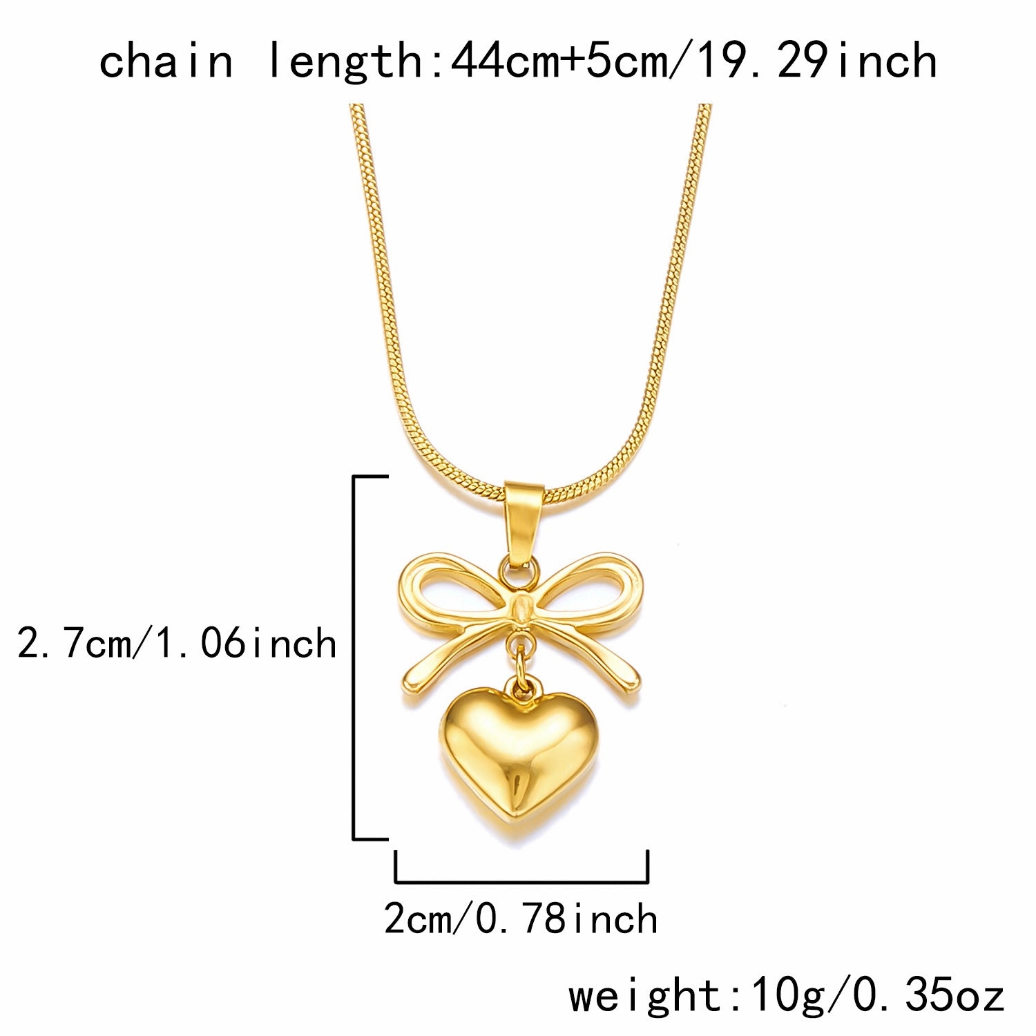 Wholesale Fresh and cute bow heart stainless steel necklace
