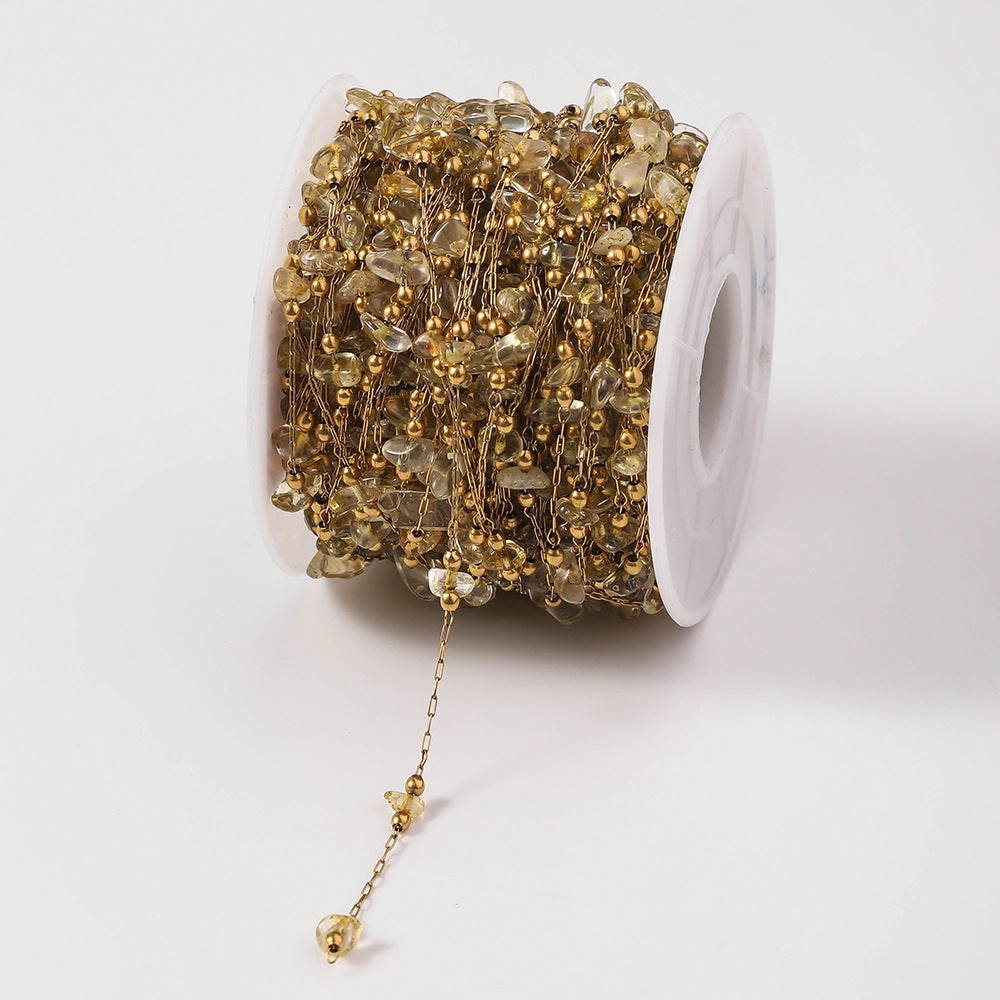 Wholesale Fresh and Fashionable Stainless Steel Drip Oil Stone 18K Gold DIY Necklace