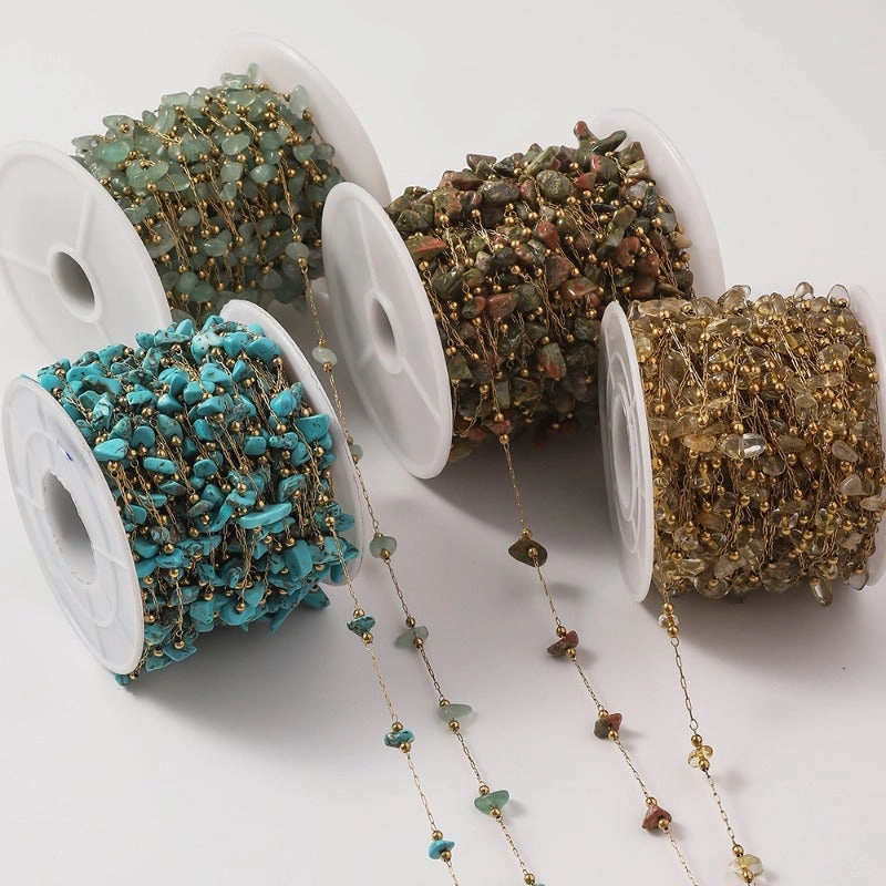 Wholesale Fresh and Fashionable Stainless Steel Drip Oil Stone 18K Gold DIY Necklace