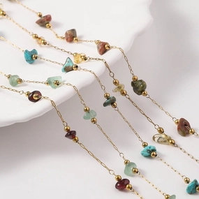 Wholesale Fresh and Fashionable Stainless Steel Drip Oil Stone 18K Gold DIY Necklace