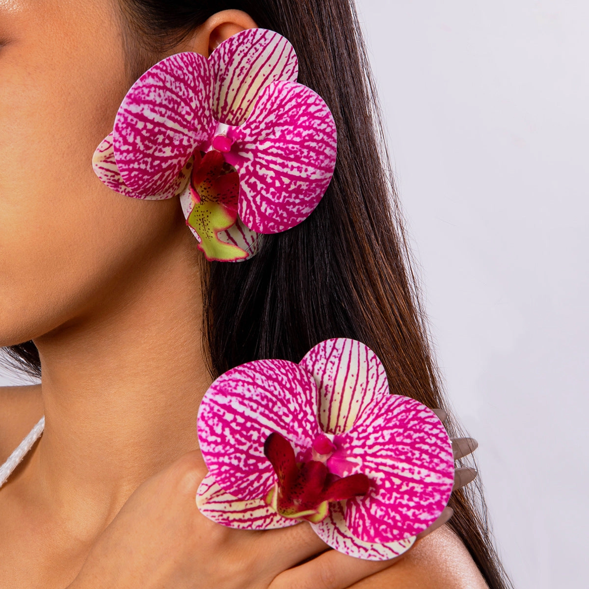 Wholesale Fresh multi-color flower earrings gentle simulation large flower earrings