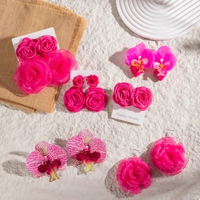 Wholesale Fresh multi-color flower earrings gentle simulation large flower earrings