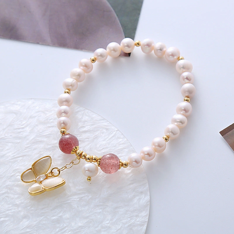 Wholesale Freshwater Pearl Cat Eye Butterfly Bracelet