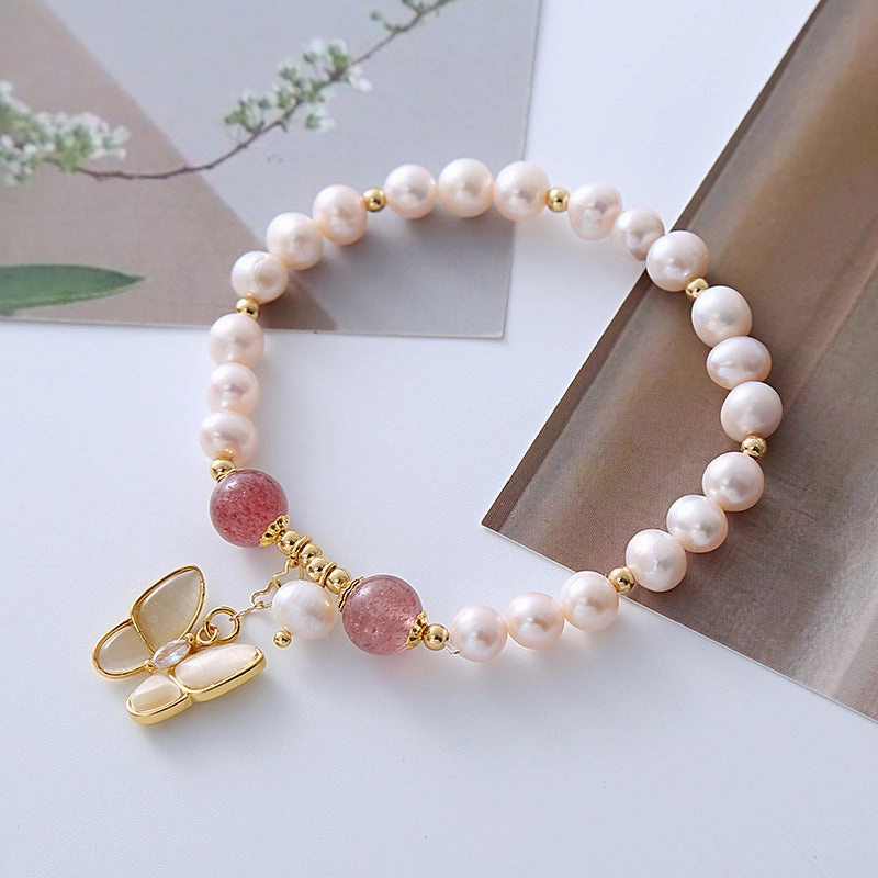 Wholesale Freshwater Pearl Cat Eye Butterfly Bracelet