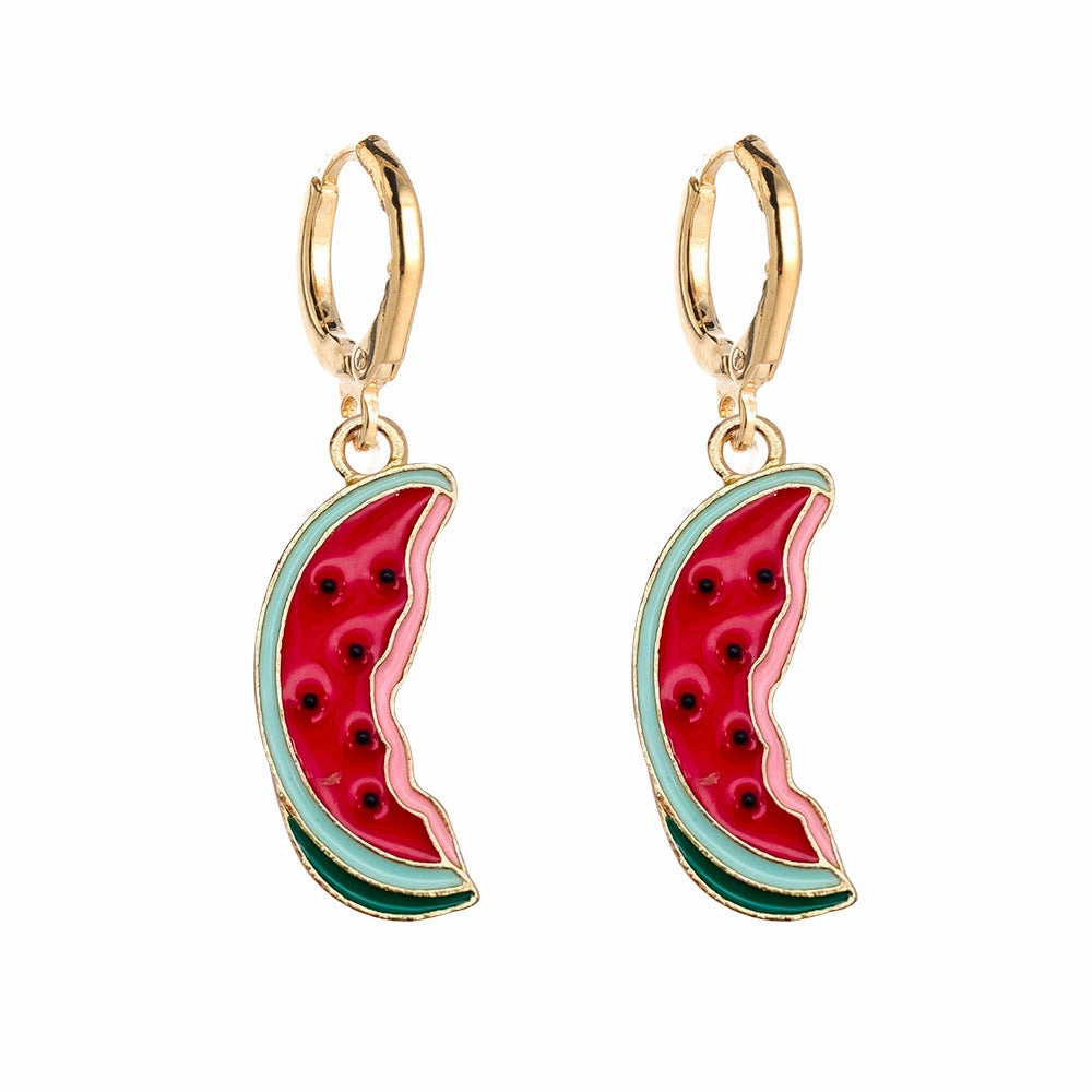 Wholesale Fruit Earrings Lemon Avocado Strawberry Oil Drop Earrings