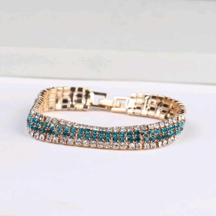 Wholesale Full Diamond Color Matching Four Row Diamond Bracelet