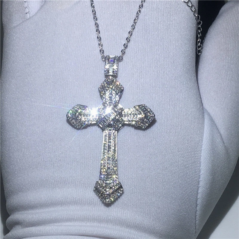 Wholesale Full Diamond Cross Alloy Necklaces