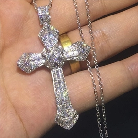 Wholesale Full Diamond Cross Alloy Necklaces