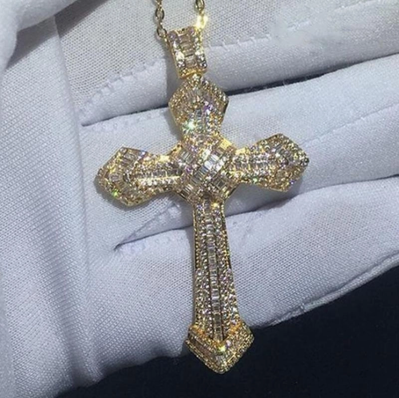 Wholesale Full Diamond Cross Alloy Necklaces