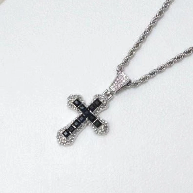 Wholesale Full Diamond Cross Zircon Pendant Alloy Necklaces