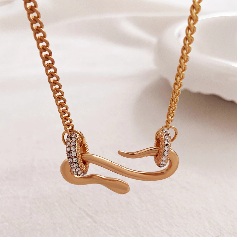Wholesale Full Diamond Exaggerated Snake Shaped Animal Collarbone Zinc Alloy Necklace
