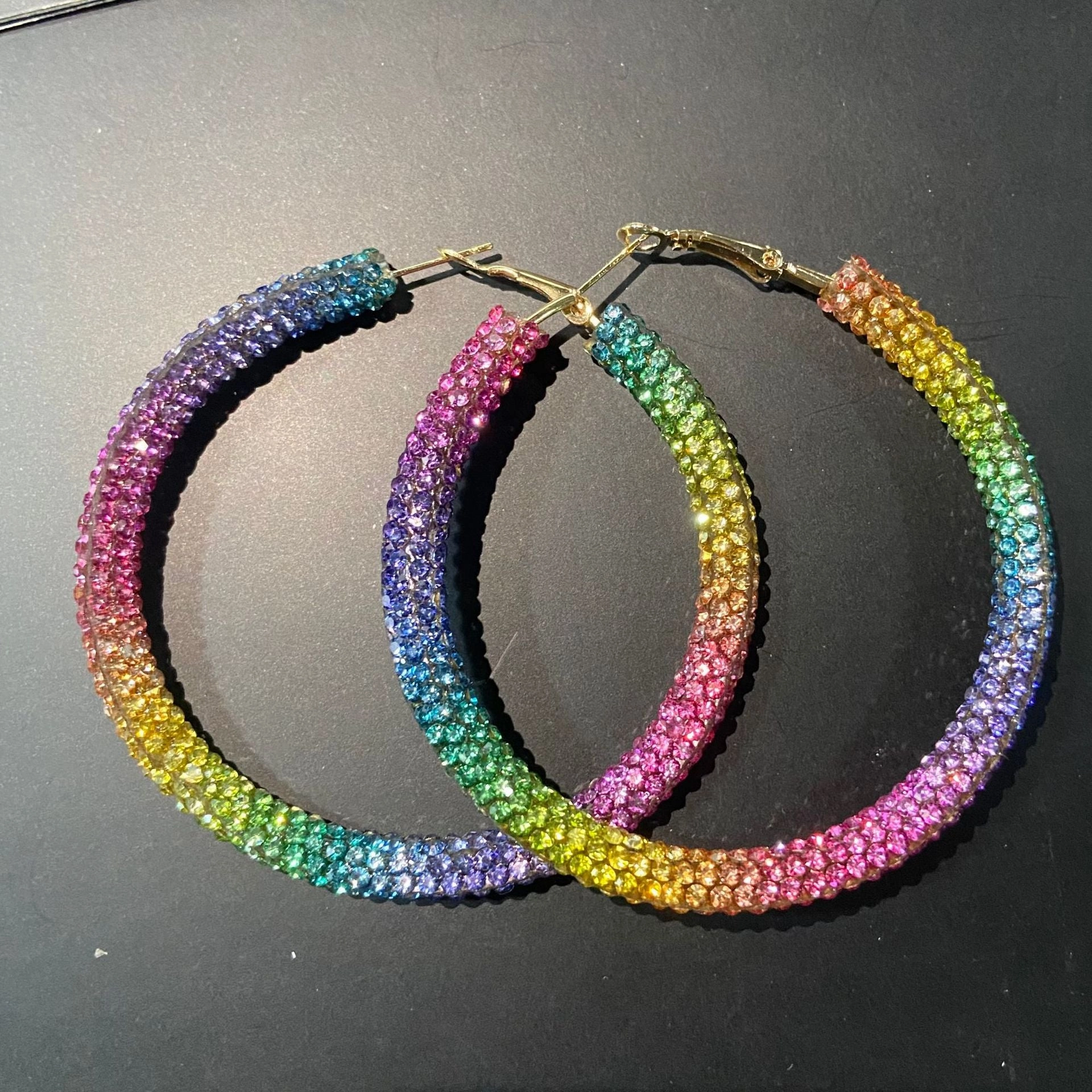 Wholesale Full Diamond Large Circles Alloy Earrings