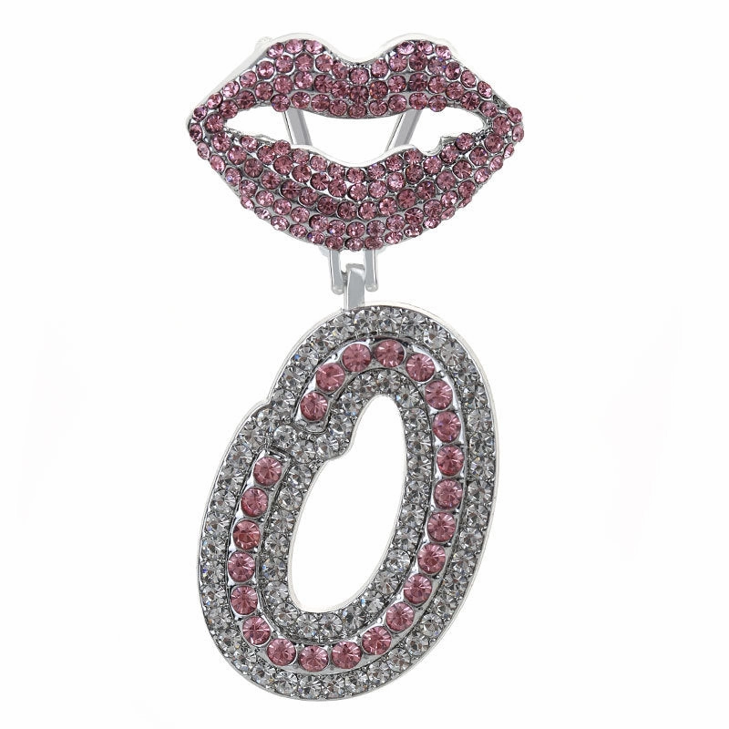 Wholesale Full Diamond Lips 26 Letters Pendant Necklace
