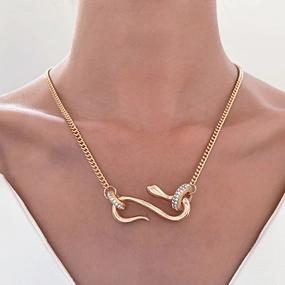 Wholesale Full Diamond Ring Spirit Snake Exaggerated Distinctive Niche Animal Necklace
