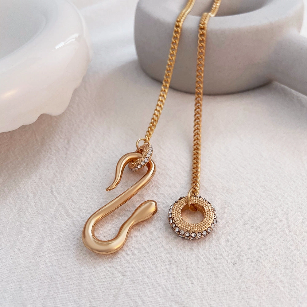 Wholesale Full Diamond Ring Spirit Snake Exaggerated Distinctive Niche Animal Necklace