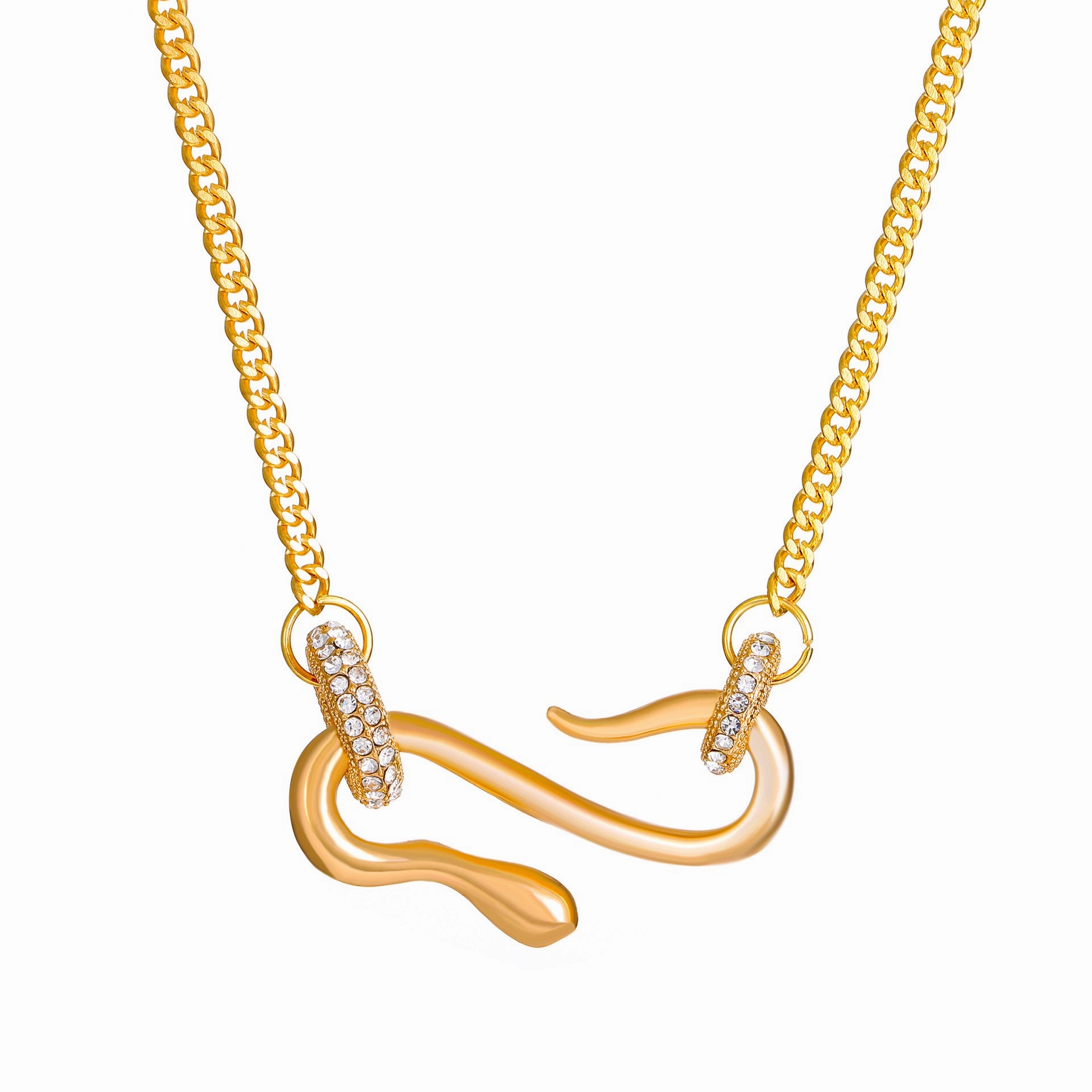 Wholesale Full Diamond Ring Spirit Snake Exaggerated Distinctive Niche Animal Necklace