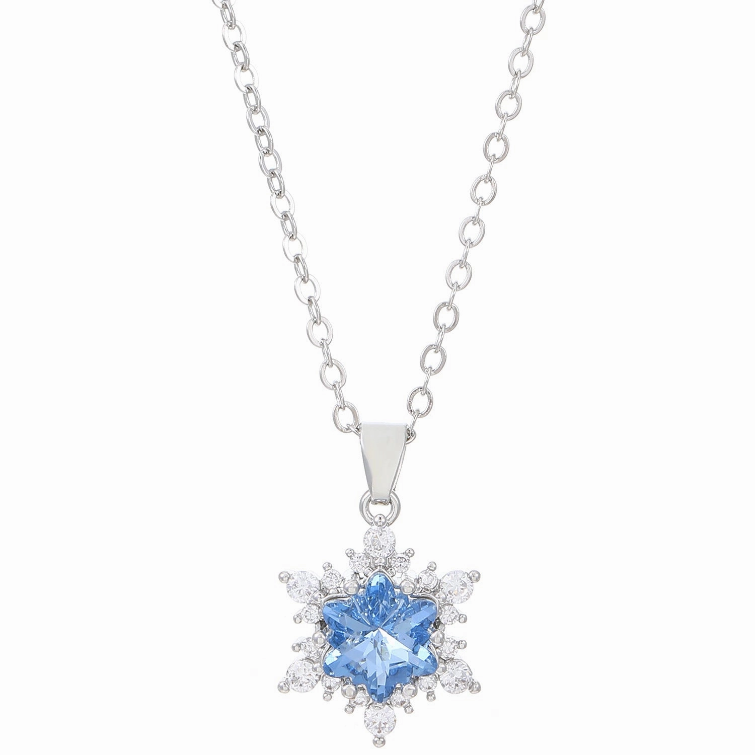 Wholesale full diamond snowflake necklace women's fashion simple Joker autumn and winter sweater chain