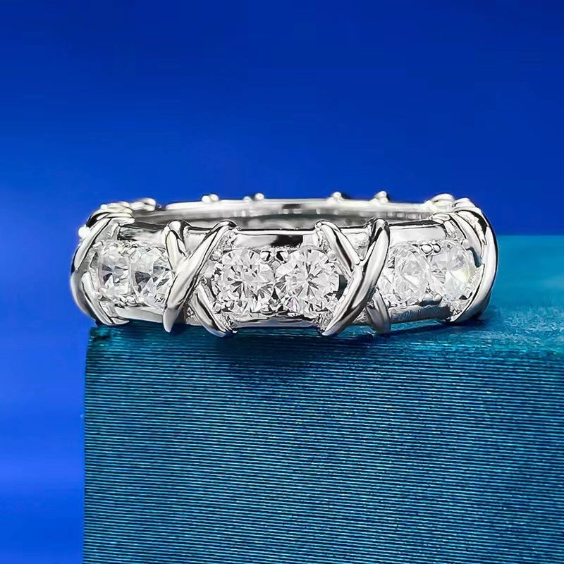 Wholesale Full Diamond Zirconia French Cross Open Ring