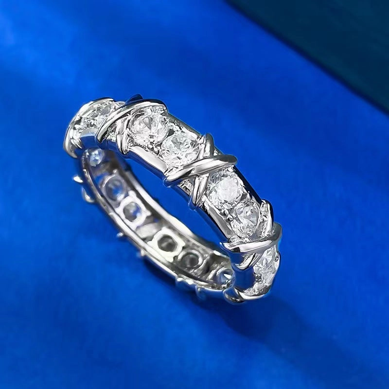 Wholesale Full Diamond Zirconia French Cross Open Ring