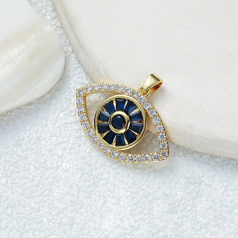 Wholesale Fully Inlaid Zirconia Devil's Eye Necklace DIY Pendant